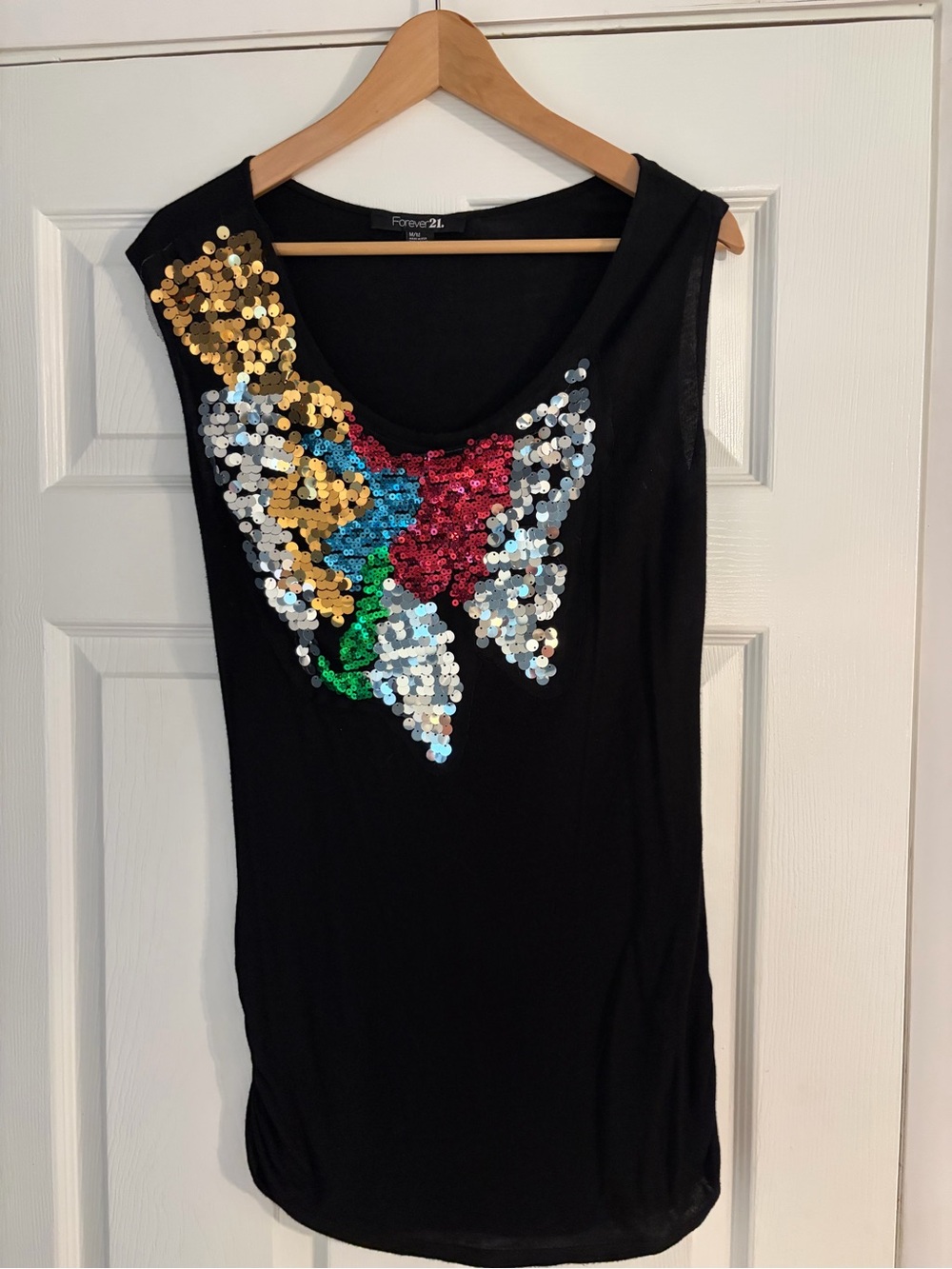 Forever 21 Black Tank Top with Multicolor Sequin Detail